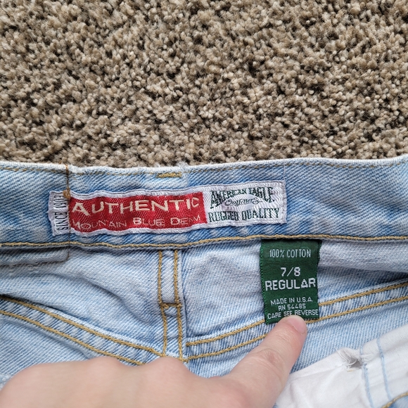 American Eagle Authentic Mountain Blue Denim Womens Jeans 7/8 Vintage Pleated - Picture 5 of 11